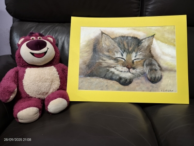 貪睡小貓咪-12-x-16-油畫